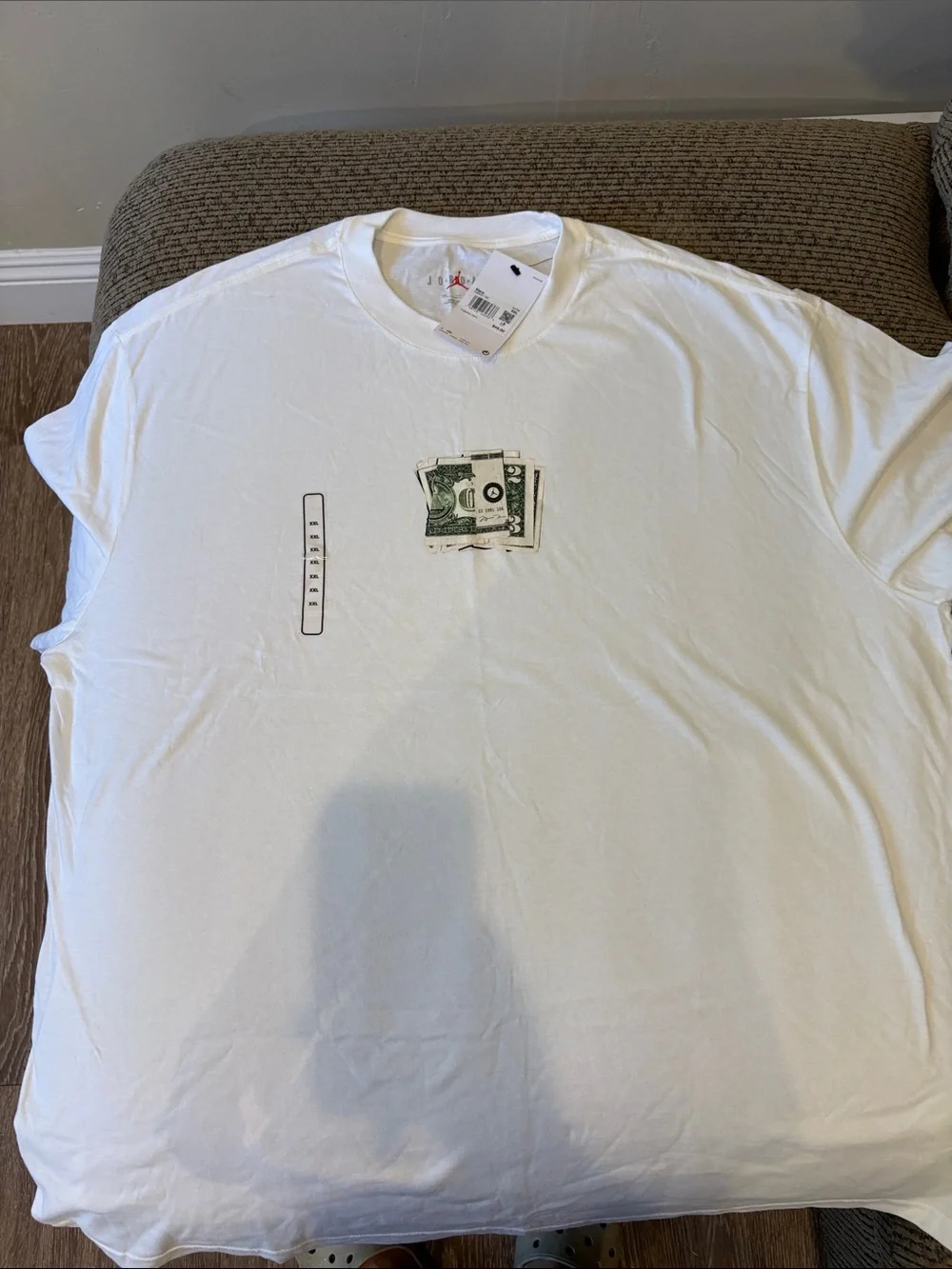 White Graphic Money Print Men's T-Shirt